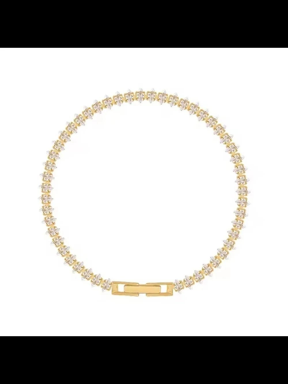 Gold Tone Crystal Tennis Bracelet - Women Jewelry - Picture 3 of 5